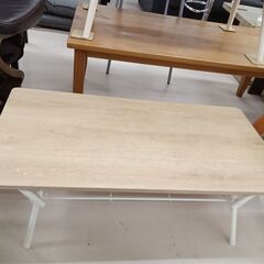 リユースのサカイ栃木店★ジモティ割あり★  テーブル ベージュ×ホワイト W90×D45×H33 クリーニング済み TC9257の画像