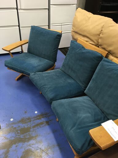 ☆リユースのサカイ横浜南店☆YM1142 ソファ ブルーブラウン W195×D75