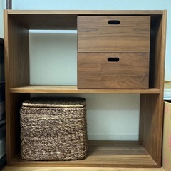無印良品　スタッキングシェルフ2段　ワイド　ウォールナット