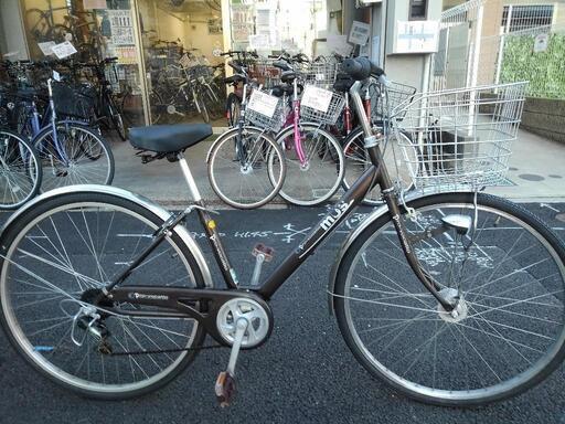 中古自転車３５９７　前後タイヤ新品！　２７インチ　６段ギヤ　LEDオートライト　　キッキーと音がならない後輪ローラーブレーキ