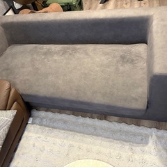 レザーファブリックソファ　グレー