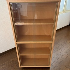 本棚 キャスター付き/書棚 飾り棚 ショーケース キャビネットの画像