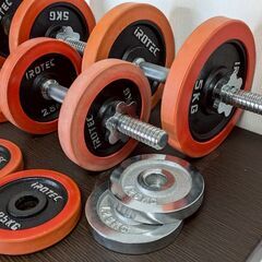 中古品 iROTEC アイロテック ラバーダンベル『総重量41.9kg(ダンベルシャフト込)』 筋トレ トーニングの画像