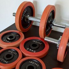 中古品 iROTEC アイロテック ラバーダンベル『総重量41.9kg(ダンベルシャフト込)』 筋トレ トーニングの画像