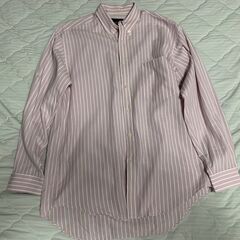 Mr.JUNKO ストライプ 長袖シャツ Mサイズ パープル系 上品 おしゃれの画像