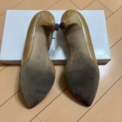 【銀座かねまつ】本革パンプス 22.5cm ベージュ／7cmヒールの画像