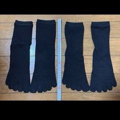 黒 五本指　靴下　ソックス 2足　セット　まとめ売り　まとめて　仕事着　介護　お得の画像