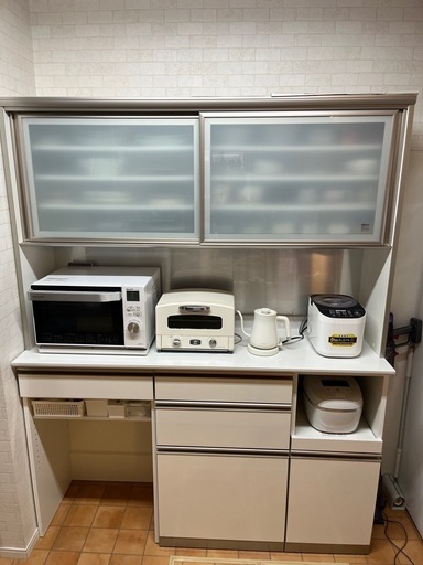 AYANO／綾野製作所　ホワイト キッチン収納 スライド付き