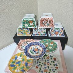 未使用！有田焼　静山窯　絵変わり小鉢揃　５枚１０個色絵　古伊万里...