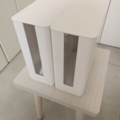 山崎実業  重ねられるスリム蓋付きルーター収納ケース2個セット