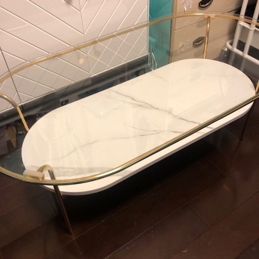 Francfranc 　レガート コーヒーテーブル L ゴールド×マーブル （W950）