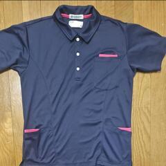 【美品】ナースリー 介護 ユニフォーム ポロシャツ ネイビー×ピ...