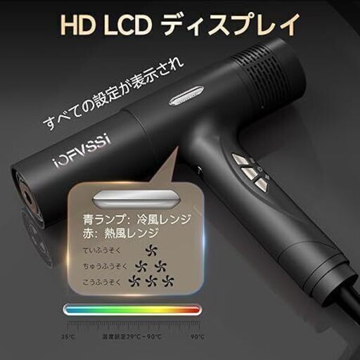 IOFVSSIドライヤー 大風量 速乾 ヘアドライヤー 高濃度マイナス