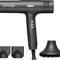 IOFVSSIドライヤー 大風量 速乾 ヘアドライヤー 高濃度マイナスイオン搭載 冷風/熱風 3段階温度調節 65dB低騒音 過熱保護機能 ノズル付き 家庭用/旅行用 美髪 静電気除去 PSE認証済み （グレー）の画像