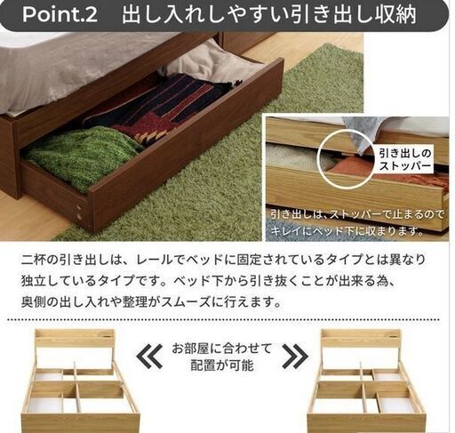 「まだ受付中です」【引取限定】収納付きセミダブルベッド｜コンセント付｜葛飾区 まだ受付中です」【引取限定】収納付きセミダブルベッド｜コンセント付