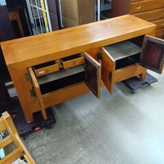 李朝家具 キャビネット アンティーク 木製 キャビネット 昭和8年頃製 和モダン 収納家具 幅広ローボードの画像