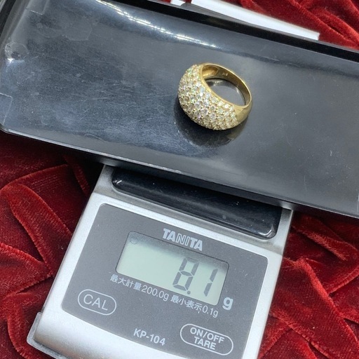 K18 パヴェダイヤリング　3ct 8.1g 約11号