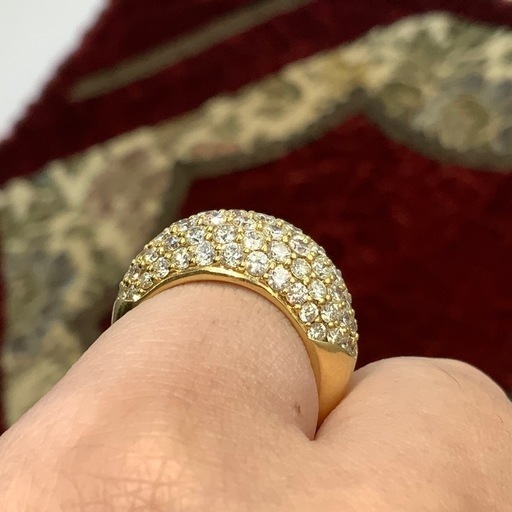 K18 パヴェダイヤリング　3ct 8.1g 約11号