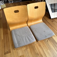 木製座椅子 グレー　2個セット