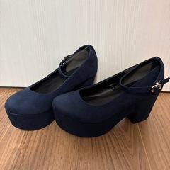 エスペランサ　ハイカットヒール　LLサイズ　紺色　スエード　ハイヒールの画像