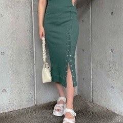 スパイラルガール　ノースリーブ　ワンピース　タイト　グリーン　の画像