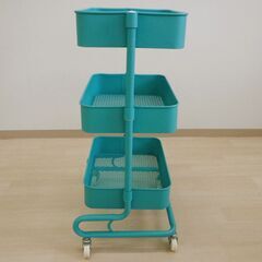 スチールワゴン（ターコイズ）【小金井市民限定】（小金井市再生家具）品番：06-03-21 ※新規優先の画像