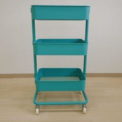 スチールワゴン（ターコイズ）【小金井市民限定】（小金井市再生家具）品番：06-03-21 ※新規優先の画像