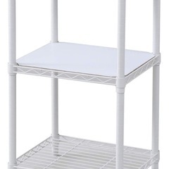 山善(YAMAZEN) スチールラック 幅45×奥行39×高さ85cm 耐荷重150kg ロータイプ 3段 コンパクト 木製棚板2枚付き(リバーシブル) 組立品 ホワイト ICM-83453J(WH)WB の画像