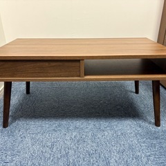 引き出し付き　テーブル　ミドルブラウン　ニトリ　の画像