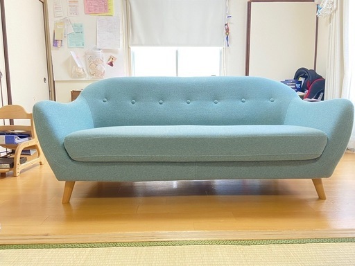 ニトリ　ソファー　カルム
　2.5人掛け　ターコイズ