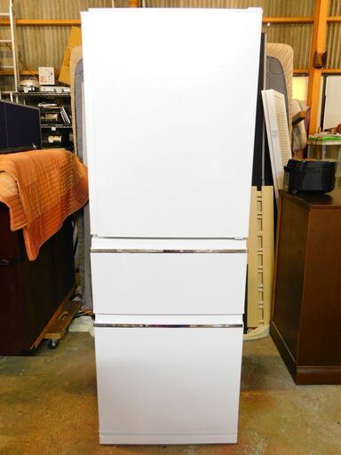 【JM616】MITSUBISHI 三菱 3ドア 冷蔵庫 MR-CX33A-W 自動製氷機能付き 330L パールホワイト