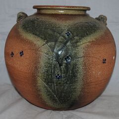 1351J] 信楽焼 壺 花瓶 オブジェクト 置物 飾物 高さ約32cm