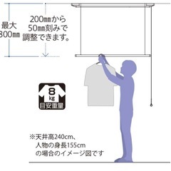 【未開封品】物干しざお ホスクリーン UTM-L型 川口技研 昇降式室内物干し竿 部屋干し 室内乾燥 の画像