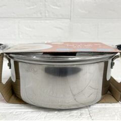 新品 IH対応 ステンレス製 両手鍋 ガラス蓋付 20cm MO-06 深型なべ 鍋 ☆ 札幌市 白石店の画像