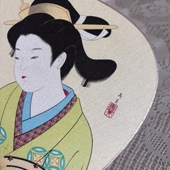豆うちわ　ミニ団扇／ 寿美  美人画  日本画  鼓 の画像