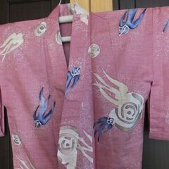 つばめ柄浴衣★ローズピンクの画像