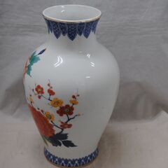 [1352J]有田焼　壺　明陶　色絵　花の画像
