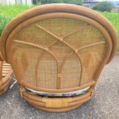 ラタン 座椅子 籐 2脚の画像