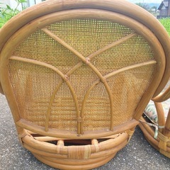 ラタン 座椅子 籐 2脚の画像