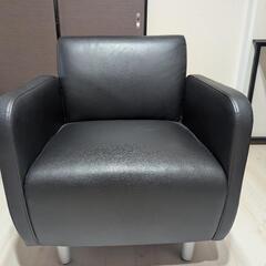 肘付き1人掛けソファ（黒）美品の画像