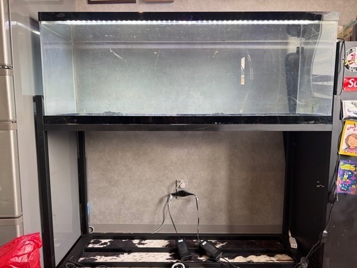 水槽！120cm　専用鉄製ラック付き　専用LEDライト２個付き