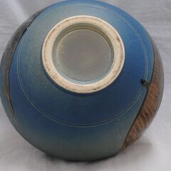 [1353J] 信楽焼 壺 花瓶 青色 オブジェクト 置物 飾物 高さ約30cm の画像