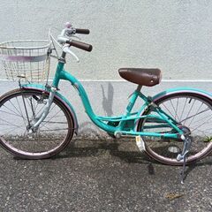 子供用20インチ自転車 ミントグリーン 前カゴ付きの画像