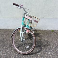 子供用20インチ自転車 ミントグリーン 前カゴ付きの画像