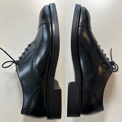 黒メンズ内羽根ストレートチップビジネスシューズドレスシューズくつクツ革靴紐靴24.5センチブラックケンズアイの画像