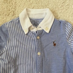 Ralph Lauren ラルフローレン 半袖ロンパース ストライプ 9Mの画像