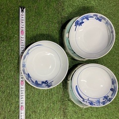 青い花柄の深いボウル 5個セット