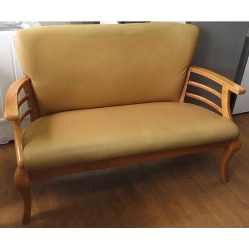 ♪二人掛けソファ レザー 合成皮革 木製フレーム 札幌♪