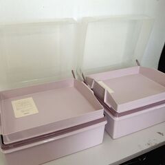 タッパーウェア 2個 トップカバースーパーケース トレイ付き 2段 Tupperware 保存容器 札幌市の画像