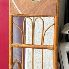 中古◆ラタン◆ミラー付き傘立て◆の画像